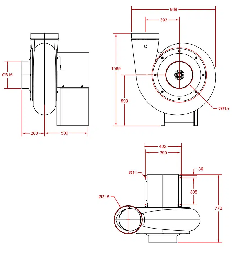 Ventilador Anticorrosivo M315 Plano